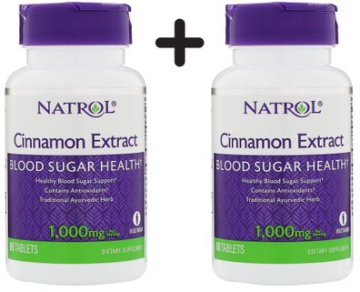 2 x Cinnamon Extract, 1000mg - 80 tabs