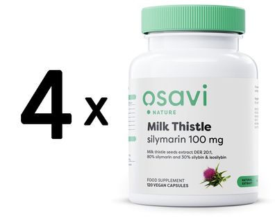 4 x Osavi Milk Thistle, Silymarin 100mg - 120 vegan caps