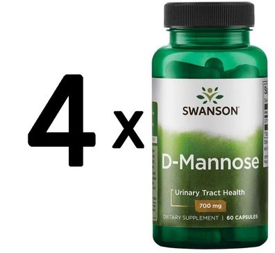 4 x D-Mannose, 700mg - 60 caps