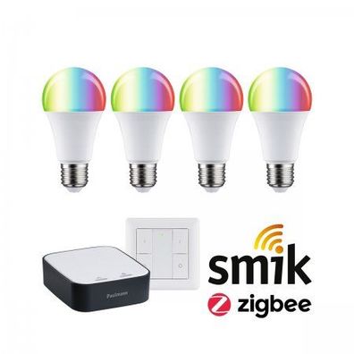 Paulmann 5190 Bundle Smart Home Zigbee LED Birne E27 RGBW mit Gateway und Schalter