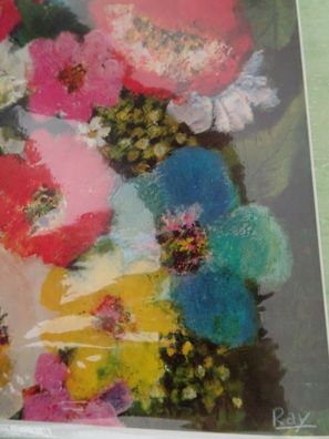 ältere Grußkarte Ray Miracle Spanien Blumenbild "Aquarell" neutral ohne Text