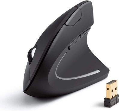 2.4G Wireless Vertikale ergonomische Maus, Wiederaufladbare Funkmaus