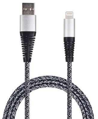 2Go USB Datenkabel Lightning für Apple 1 Meter Nylon grau