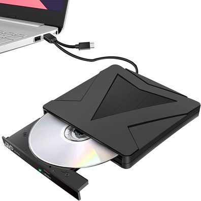 Externes DVD-CD-Laufwerk USB 3.0 & Type-C Plug & Play Tragbarer CD-DVD + / -