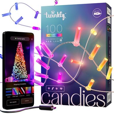 Twinkly Smarte Lichterkette Candies Candles mit 100 7mm LED RGB, 6m, transparentes