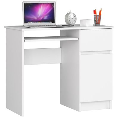 Schreibtisch weiß mit abschließbarem Schrank und Schublade