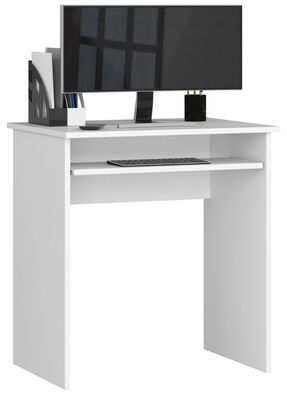 Schreibtisch weiß Kleiner freistehender Schreibtisch mit ausziehbarer Tastaturablage