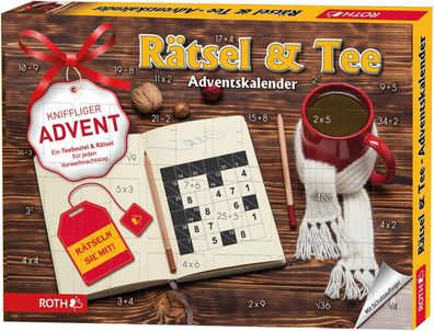 ROTH Rätsel + Tee-Adventskalender gefüllt mit hochwertigem Tee und Rätseln, Teebeu...