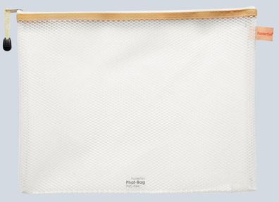 Foldersys PVC-freier Reißverschluss-Beutel "Phat-Bag" A4 mit Zip weiß Bordierband ...