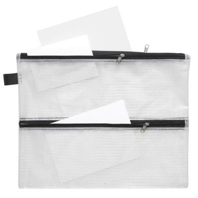 Foldersys Sammelbeutel A4 3 Zusatzfächer PVC klar gewebeverstärkt Zip schwarz