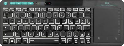 Rii Bluetooth 5.0 Smart TV Tastatur Touchpad LED Beleuchtung QWERTZ Schwarz