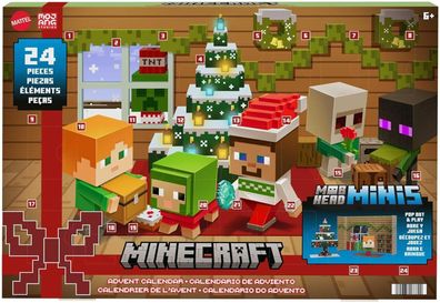 Mattel HND33 Mob Head Minis Minecraft Adventskalender Videospiel Spielzeug Set