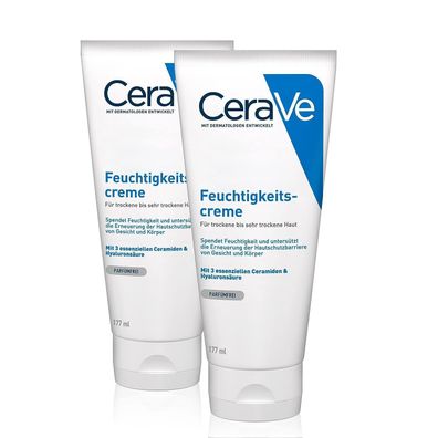 CeraVe Feuchtigkeitscreme für Körper und Gesicht Hyaluron Ceramiden 2 x 177 ml
