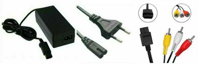 AC Adapter Stromkabel Netzteil + AV / TV Cinch Kabel für Nintendo Gamecube