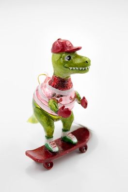 Sass & Belle Dinosaurier auf Skatboard Weihnachtsschmuck Christbaumschmuck