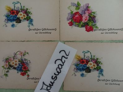 sehr alte mini Karten Glückwunsch zur Verlobung Vermählung Hochzeit