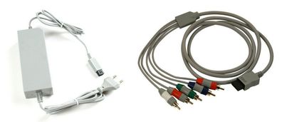 Nintendo Wii Stromkabel, AC Adapter, Netzteil + Komponenten Kabel für Nintendo Wii