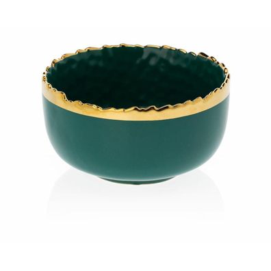HowHomely Schön Salatschüssel Keramik - Klassische Glamour Servierschüssel grün gold