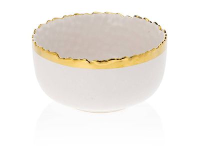 HowHomely Schön Salatschüssel Keramik - Klassische Glamour Servierschüssel weiß gold