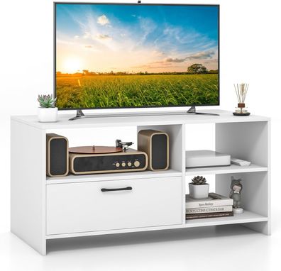 TV-Schrank, Lowboard mit Schublade & offenen Fächern, 104,5 x 51,5 x 52 cm