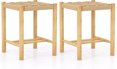 2er Set Barhocker Holz, Barstuhl Sitzhöhe 45 cm mit Fußstütze, Küchenstuhl