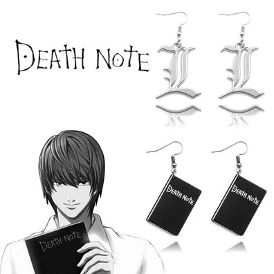 2 Paar Anime Death Note Ohrringe L Lawliet Legierung Ohrstecker Damen Cosplay Schmuck