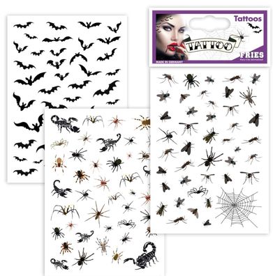 Tattoos Krabbeltiere Insekten Fledermäuse Tiere Halloween Schminke Karneval