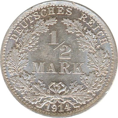 Kaiserreich J.016 1914 A Kleinmünze 1/2 Mark Silber*