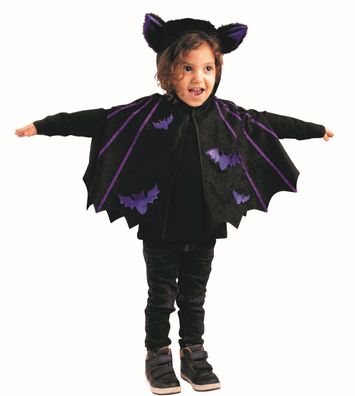 Fledermaus Kostüm Kinder Oberteil schwarz lila Gr.92-116 Karneval Halloween