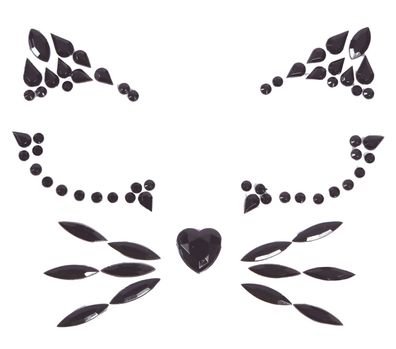 Gesichts Tattoo Katze schwarze Strasssteine Tier Maske Halloween Karneval