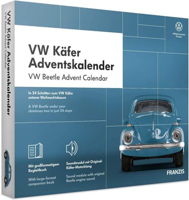 Franzis 67098 - VW Käfer Adventskalender, Metall Modellbausatz im Maßstab 1:43, ...