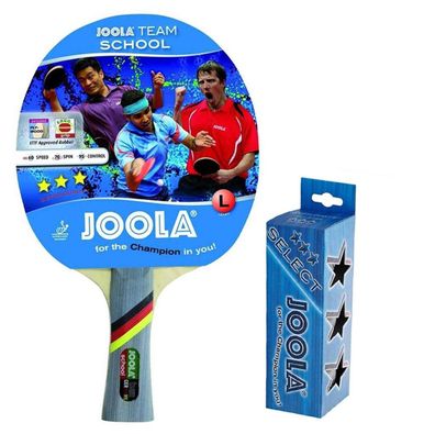 JOOLA Team School Tischtennisschläger + 3 Tischtennisbälle Select 3 * * *