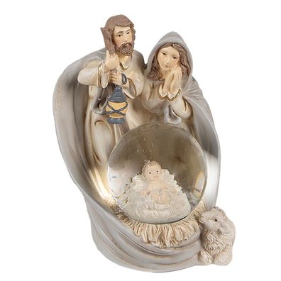 Schneekugel Krippe Clayre&Eef 6PR4892 11 cm Maria Josef Baby Jesus Weihnachten