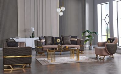 Designer Sofagarnitur 3 + 3 + 1 Sitzer Couch Polster Sitzgarnitur Set Neu