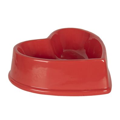 Clayre & Eef Hundenapf Rot Keramik Herzförmig Herz (Gr. 19x19x6 cm / 400 ml)
