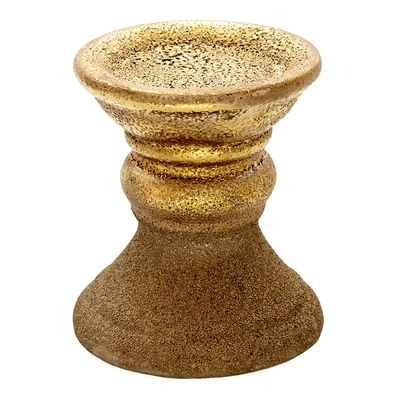 Clayre & Eef Kerzenständer 15 cm Goldfarbig Keramik Rund (Gr. Ø 13x15 cm)