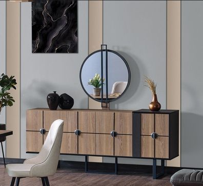 Sideboard Anrichte mit Spiegel Luxus Garnitur Kommode Holz Kommoden 193cm
