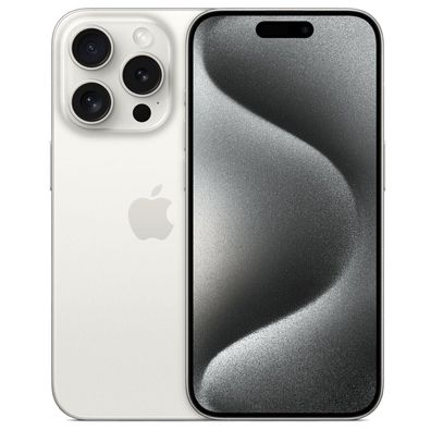 Apple iPhone 15 Pro - 1TB - Titan Weiß inkl. Silikon Case & Schutzglas