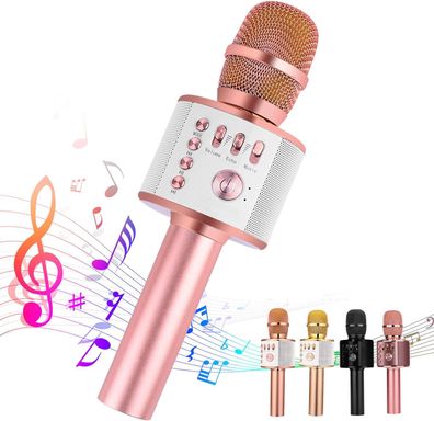 Bluetooth-Karaoke-Mikrofon, kabelloser Roségold