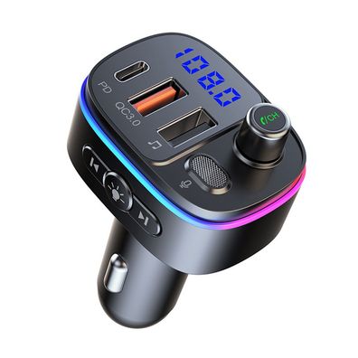 Bluetooth Adapter Car, PD 18W & QC3.0 FM Transmitter Car Bluetooth 5.0, 9 RGB
