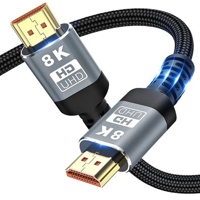 8K HDMI Kabel 3m, Zertifiziert 1ms 48Gbps Ultra High Speed HDMI 2.1 Kabel 8k
