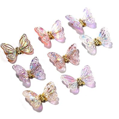 8 Stück Schmetterling Nagel Charms Metall Schmetterlings Nailart&Farbe: bunt
