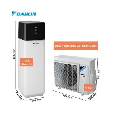 Daikin Altherma 3 R ECH?O Komplett-Set 6 kW Wärmepumpe Hygienespeicher 300l Biv