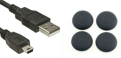 PS3 Thumb Grips + USB-Kabel, Controller-Ladekabel, für PS3 Kabellänge: 1,8 Meter