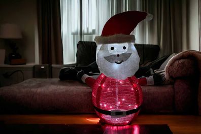 LED Weihnachtsmann beleuchtet Außen Innen Timer 45 LED kaltweiß Popup 60x70cm