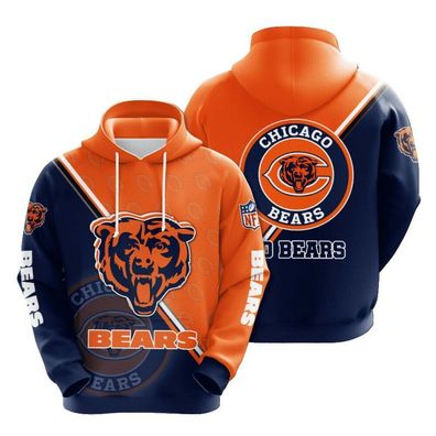 Fußball Herren 3D Sweatshirt Chicago Bears Hoodie Kapuzenpullover Orange