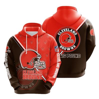 Fußball Herren 3D Sweatshirt Cleveland Browns Hoodie Kapuzenpullover Rot