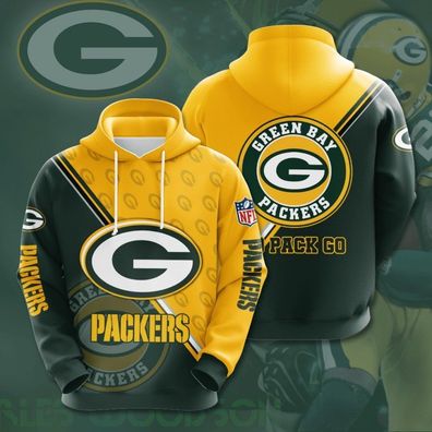 Fußball Herren 3D Sweatshirt Green Bay Packers Hoodie Kapuzenpullover Gelb-Grün