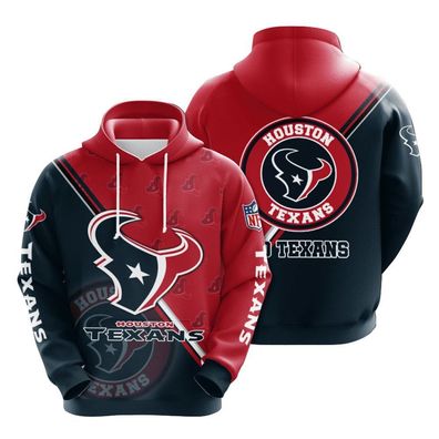 Fußball Herren 3D Sweatshirt Houston Texans Hoodie Kapuzenpullover Rot