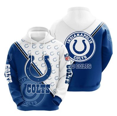 Fußball Herren 3D Sweatshirt Indianapolis Colts Hoodie Kapuzenpullover Weiß-Blau